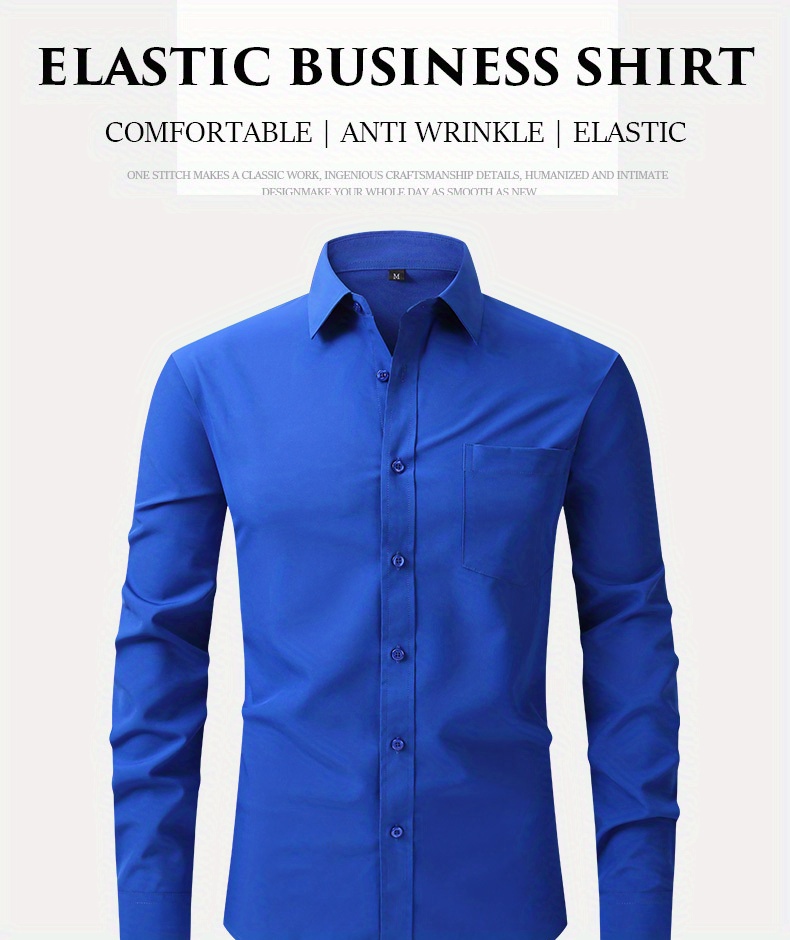 Men's Formal Classic Design Button Shirt Chest Pocket Male - Temu