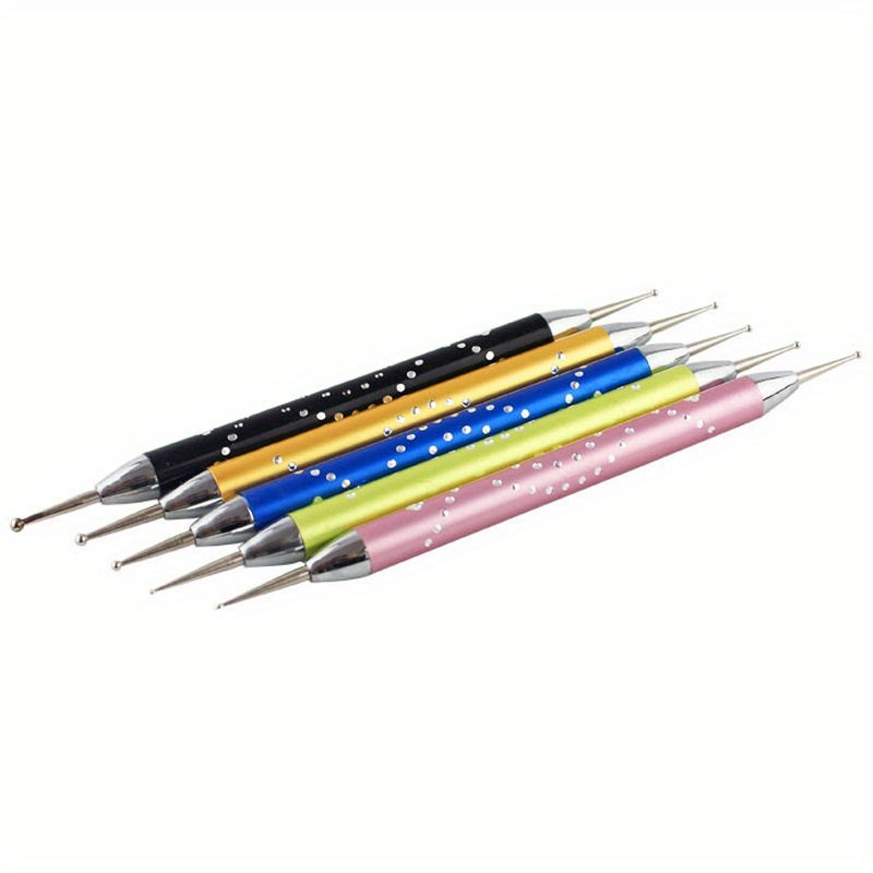 Nail Art Dotting Pen Double head Marbleizing Metal Manicure Temu