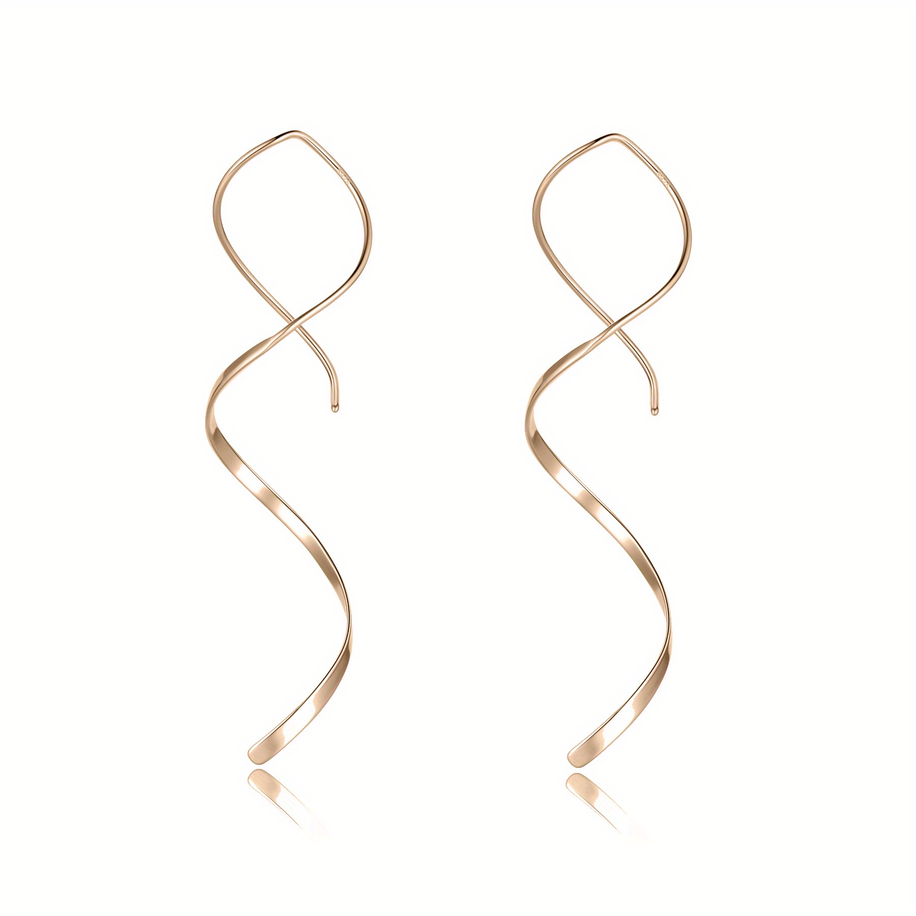 Rose Gold Earrings Rose Gold Spiral Earrings Spiral Threader 