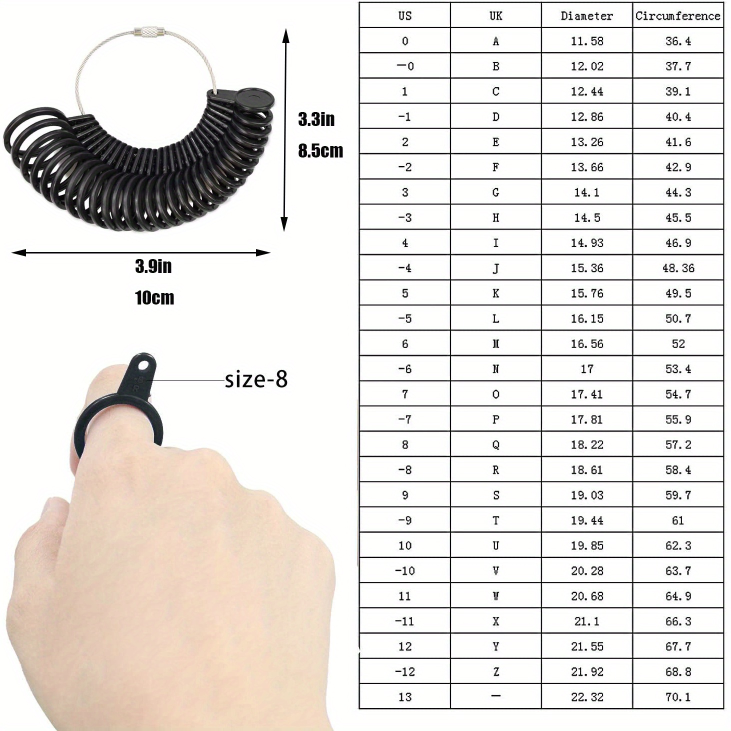 Ring Sizer Measuring Tool Plastic Ring Sizer Guage Sizes Ring