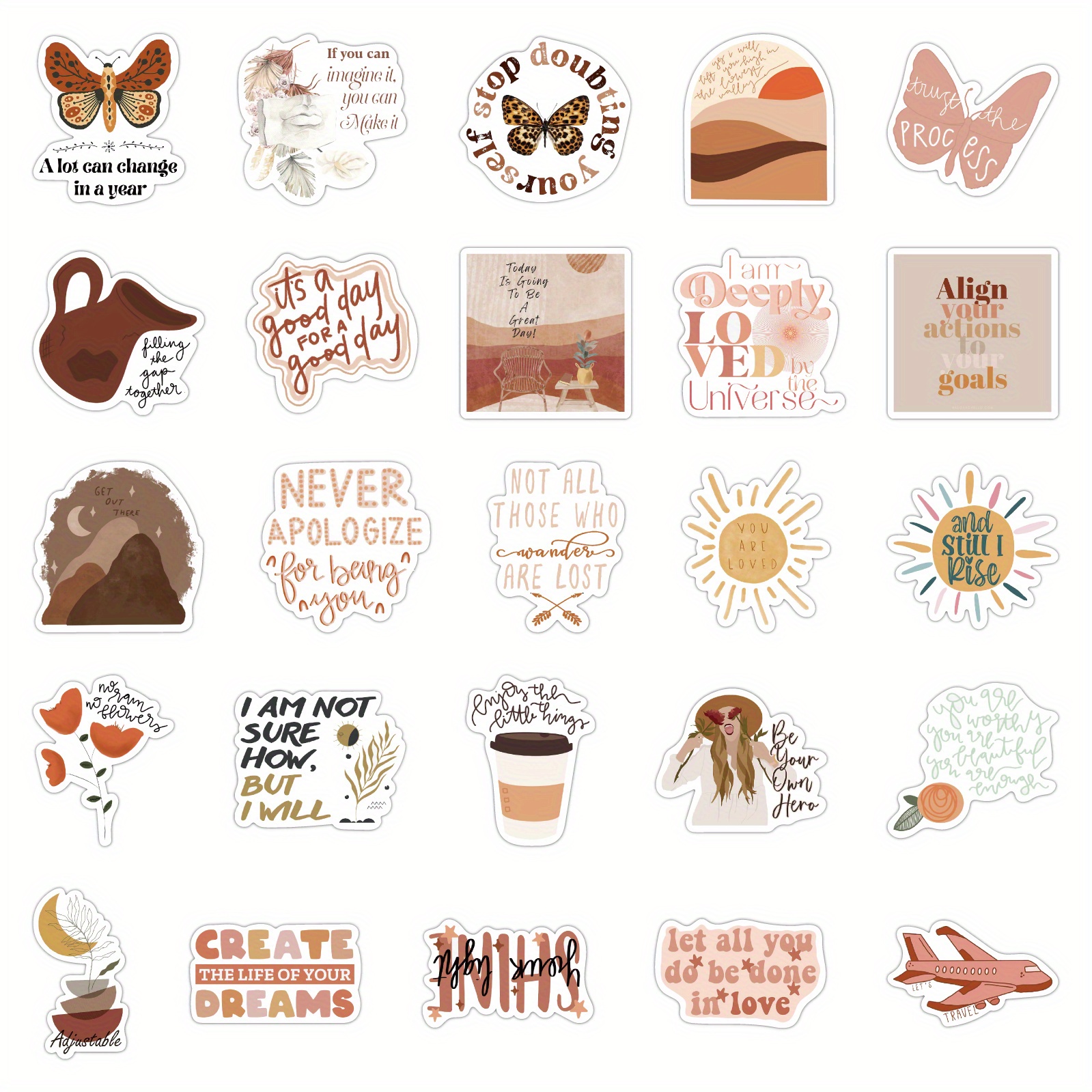 Simply Boho Motivators Shape Stickers –