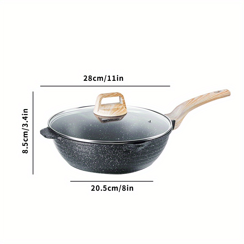 Non stick Granite Frying Pan With Lid Sizes Maifan Stone - Temu