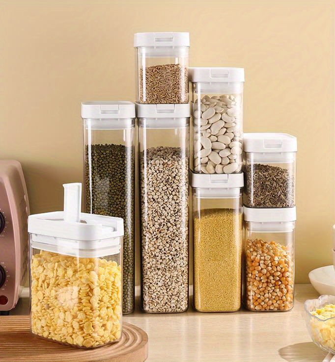 Multi-grid Food Storage Containers With Lids - Clear Airtight Square Food  Tank For Cereal, Rice, Pasta, Spice And Sugar - Moisture-proof And  Transparent - Fresh-keeping Box For Home Kitchen Supplies - Temu