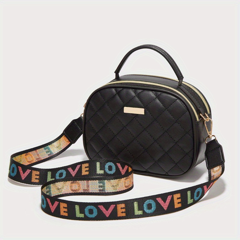 Argyle Embossed Shoulder Bag Faux Leather Waterproof Crossbody Bag