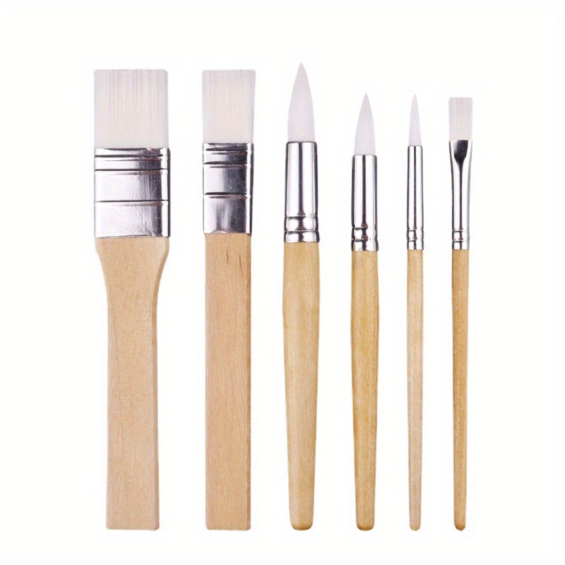 6pcs Wooden Paint Brush Set Acrylic Painting Brushes Kit Artist
