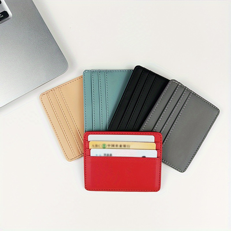 1pc Slim ID Card Holder for Women - Multi-Slot Compact Wallet with Cash Pocket, Candy Colors (Red/Blue/Grey/Beige/Black), Stylish & Functional Card Organizer for Everyday Use, Cute Card Wallet