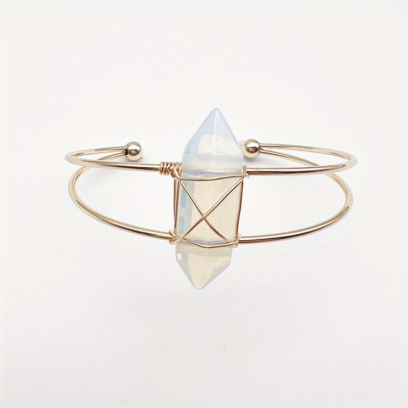 Pure Natural Crystal Hexagonal Column Bangle