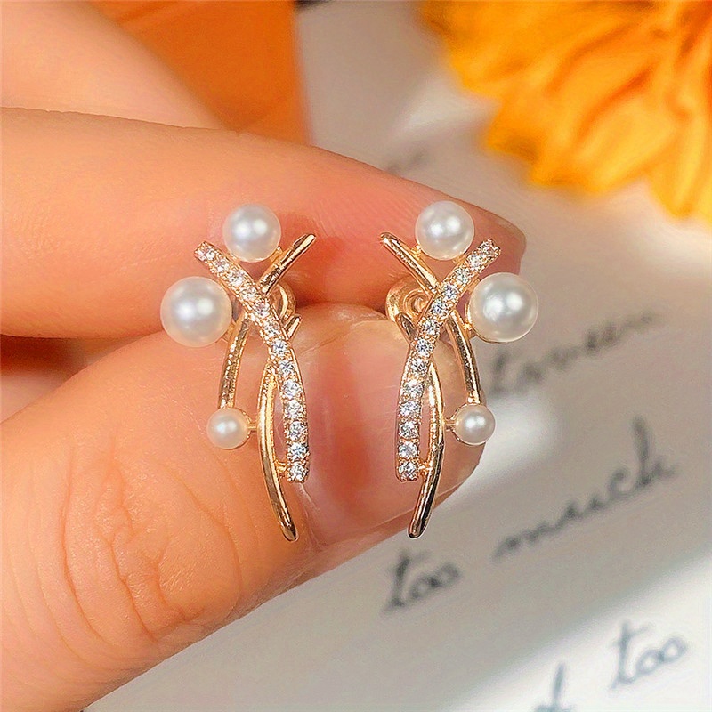 Image of 1 Pair Elegant Copper Baroque Pearl Drop Earrings, Synthetic April Birthstone, Nickel-free For Daily & Party Wear, Mardi Gras Day Accessory
