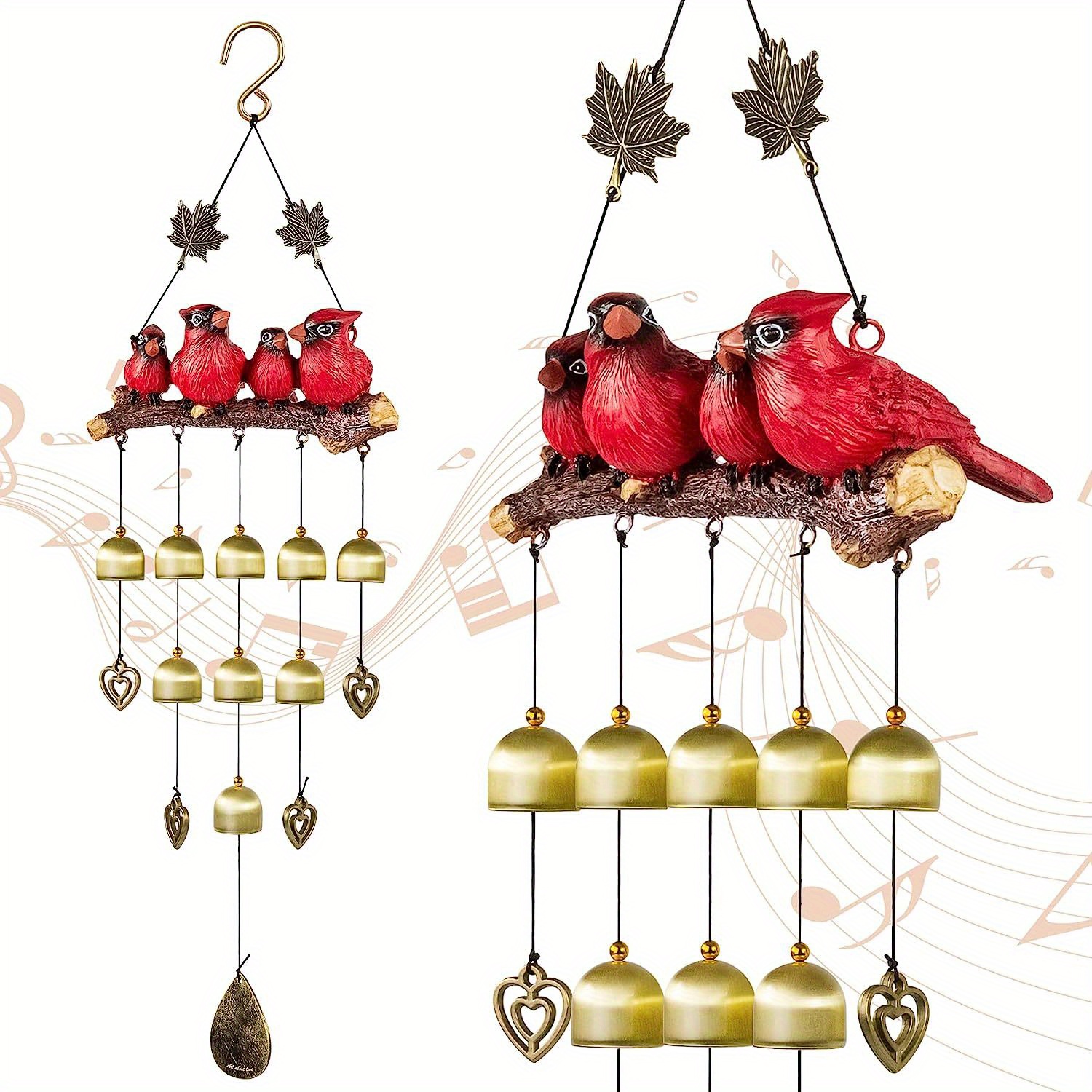 Beautiful Red Cardinal Bird Wind Chime Perfect For Outdoor Temu