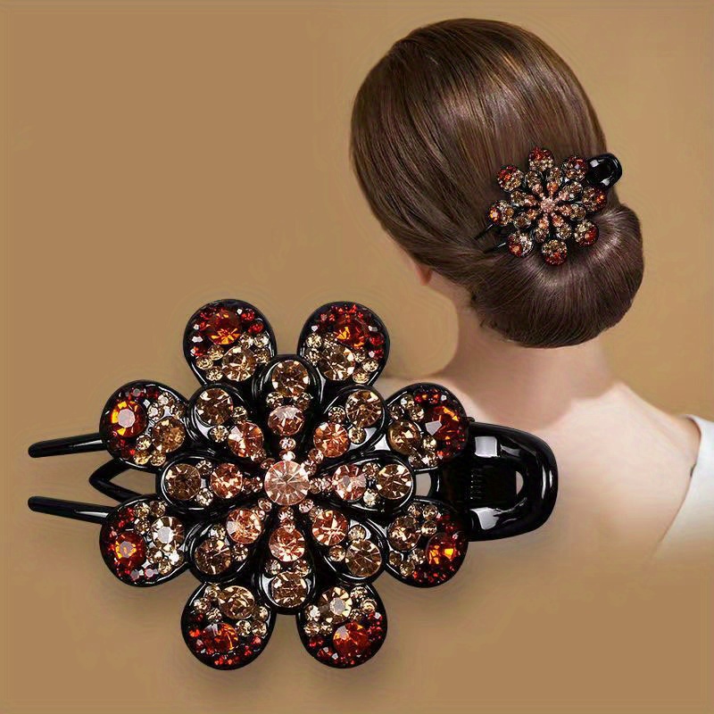 Elegant Crystal Duck Billed Hair Clips Flower Design Perfect