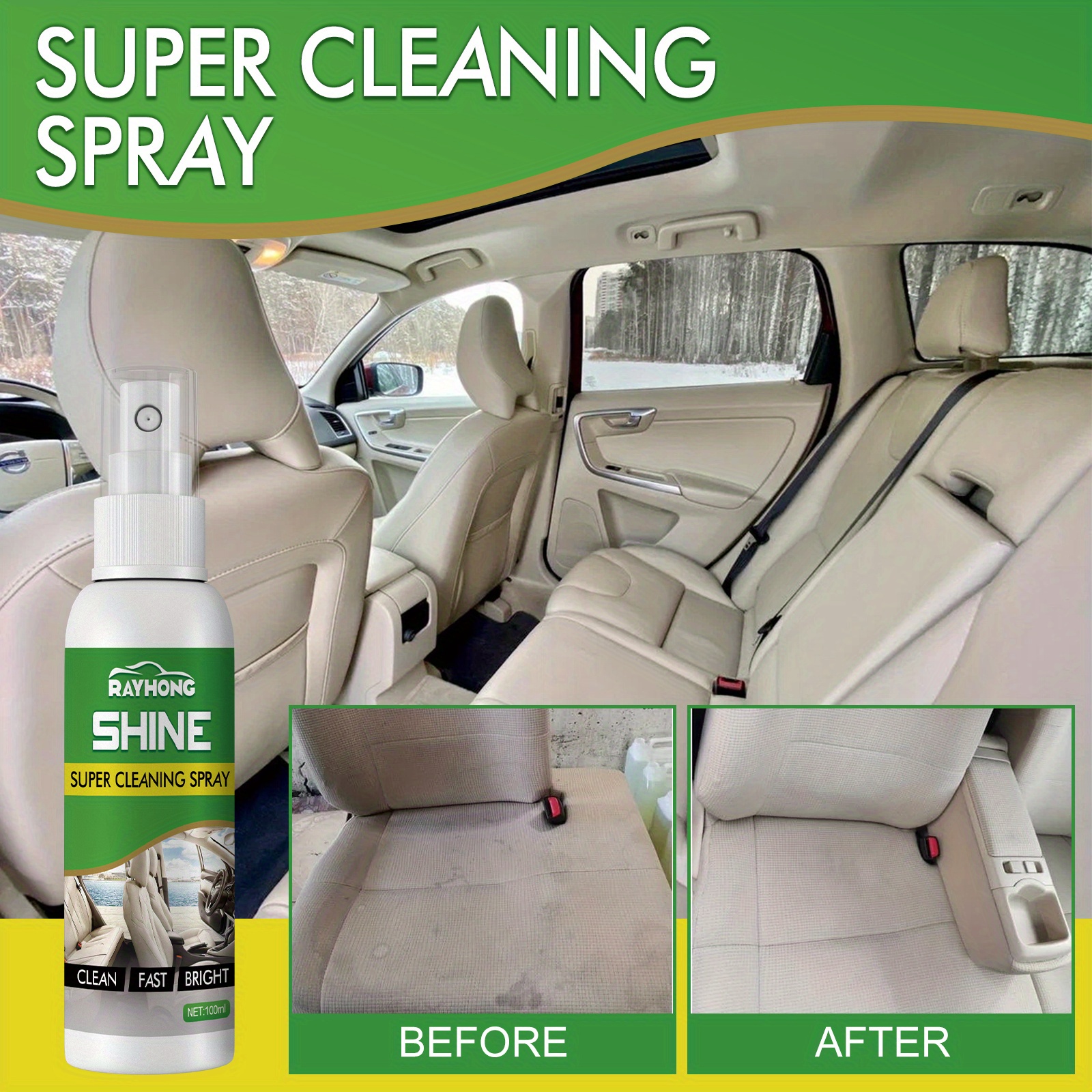 Car Interior Cleaner Car Roof Interior Door Panel Wash Free Leather Seat  Cleaning Decontamination Spray, Today's Best Daily Deals