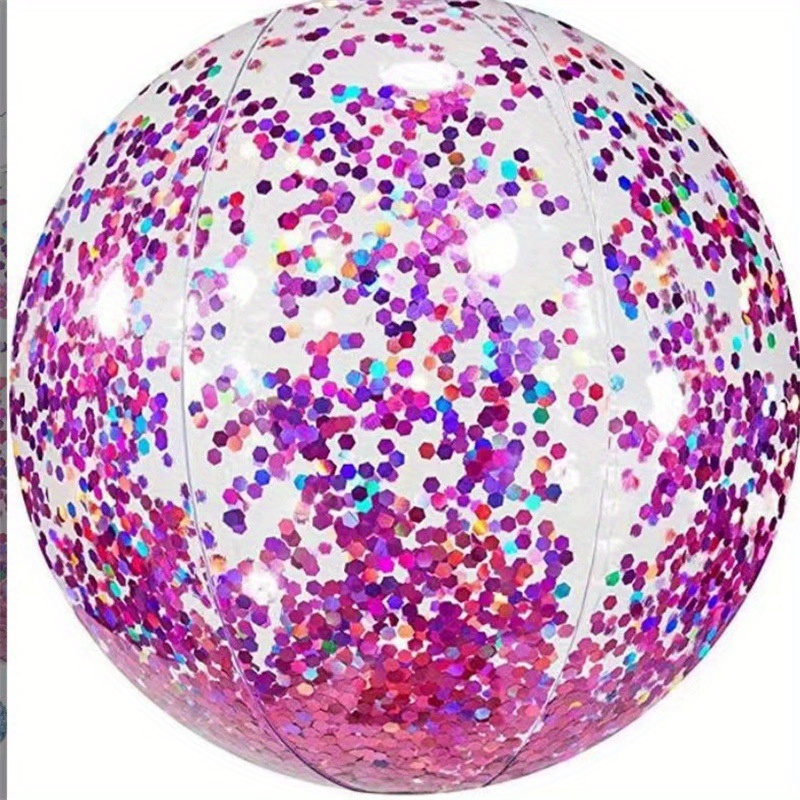 Miman Ballon de plage gonflable Glitter Beach Ball Boule de confettis  flottante pour la plage d'été, la piscine et la fête favor16 pouces, bleu