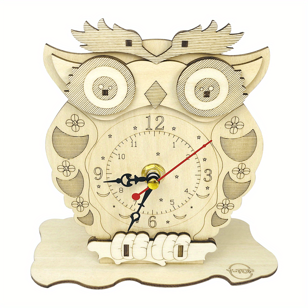 Wooden 3D Puzzle Clock Model Kit For Adults DIY Desk Dark Puzzles Crafts  Wood