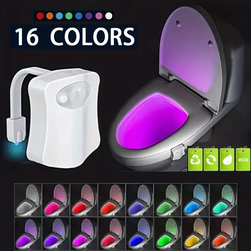 Veilleuse de toilette à capteur de mouvement PIR, éclairage LED pour  toilettes, lampe de nuit pour salle de bain avec 16 couleurs différentes -  Temu France