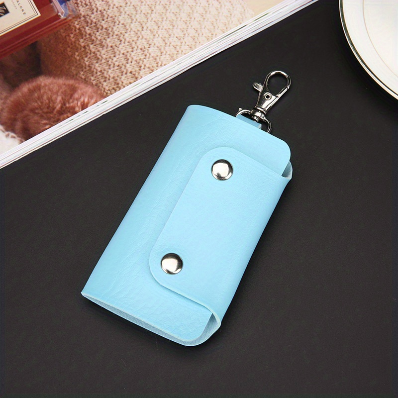 Pu Leather Car Key Case Loop Hook Coin Case Cover Wallet - Temu