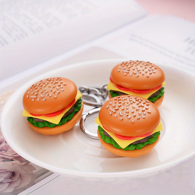 Creative Simulation Food Car Keychain Pendant, Soft Hamburger