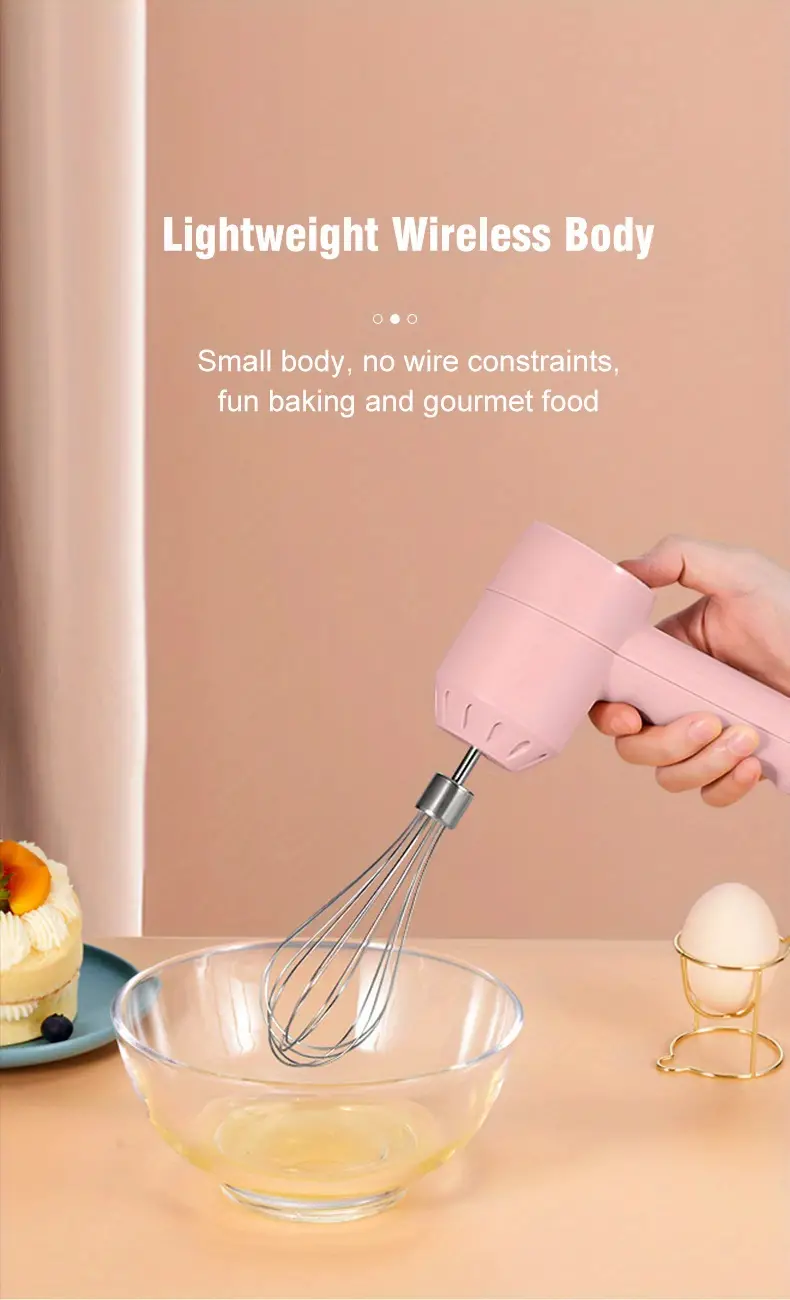 wireless electric egg beater household mini cream automatic transceiver handheld charging mixer for cake baking garlic cutter food cooking machine for sauce chopping 250ml cup 3 leaf blade 3 gear power details 7