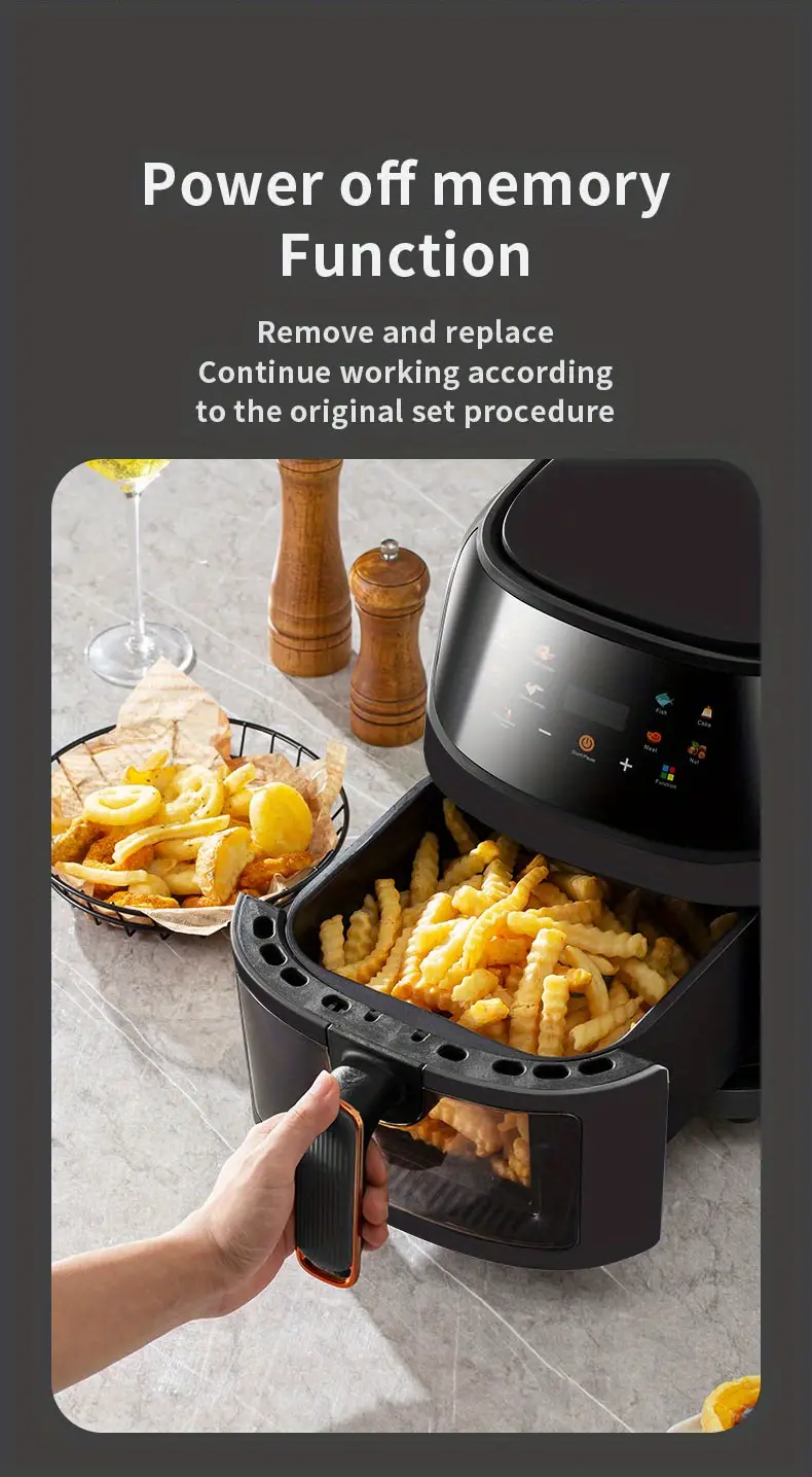 air fryer large colorful touch screen electric fryer 6l capacity working time and temperature adjustable multifunctional convenient air fryer for home details 12