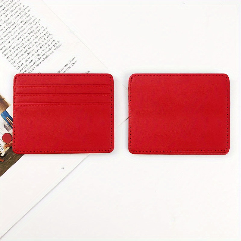 1pc Slim ID Card Holder for Women - Multi-Slot Compact Wallet with Cash Pocket, Candy Colors (Red/Blue/Grey/Beige/Black), Stylish & Functional Card Organizer for Everyday Use, Cute Card Wallet