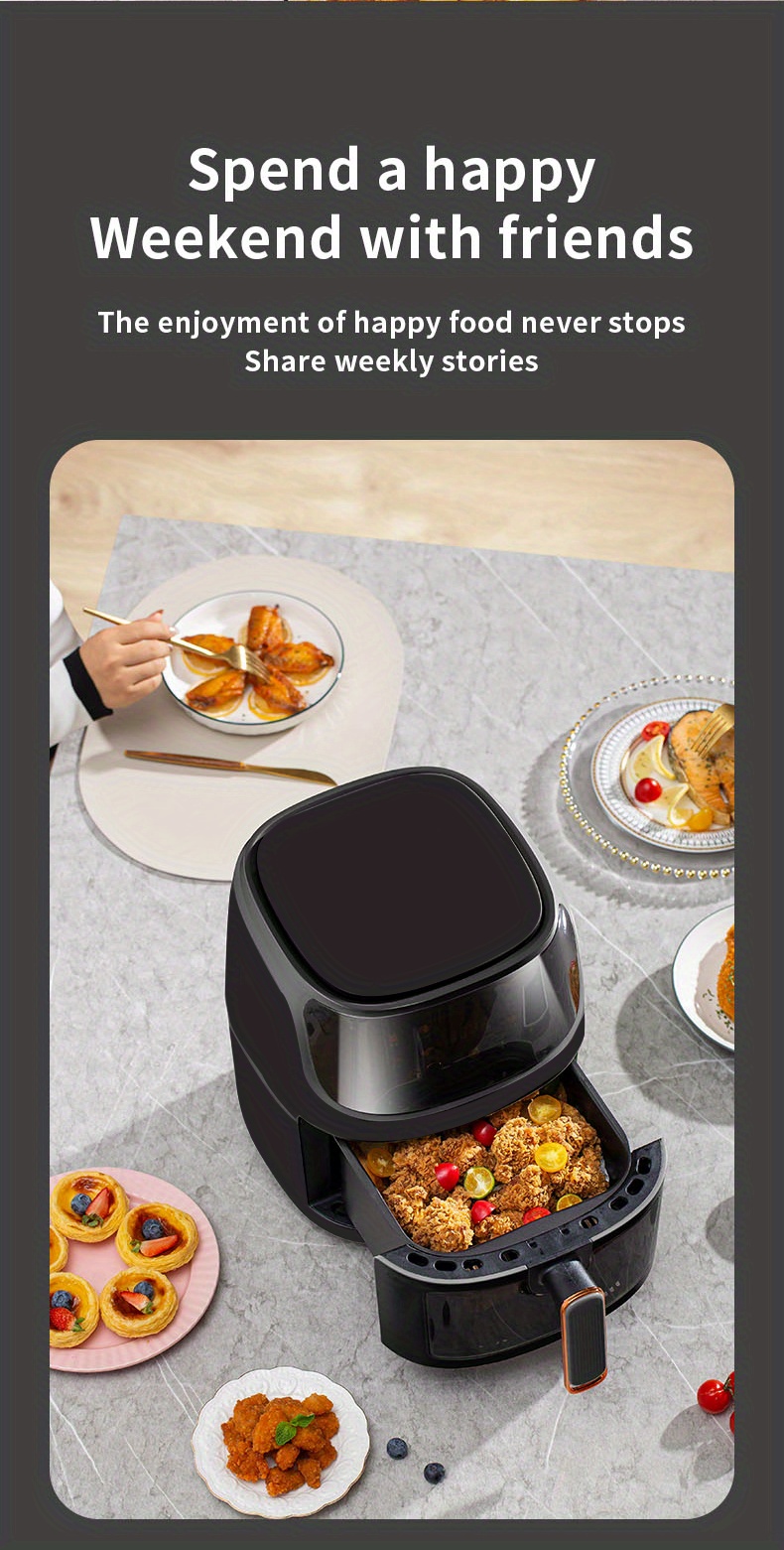 large colorful touch screen air fryer 6l capacity adjustable time and temperature multi functional and convenient for home use details 8