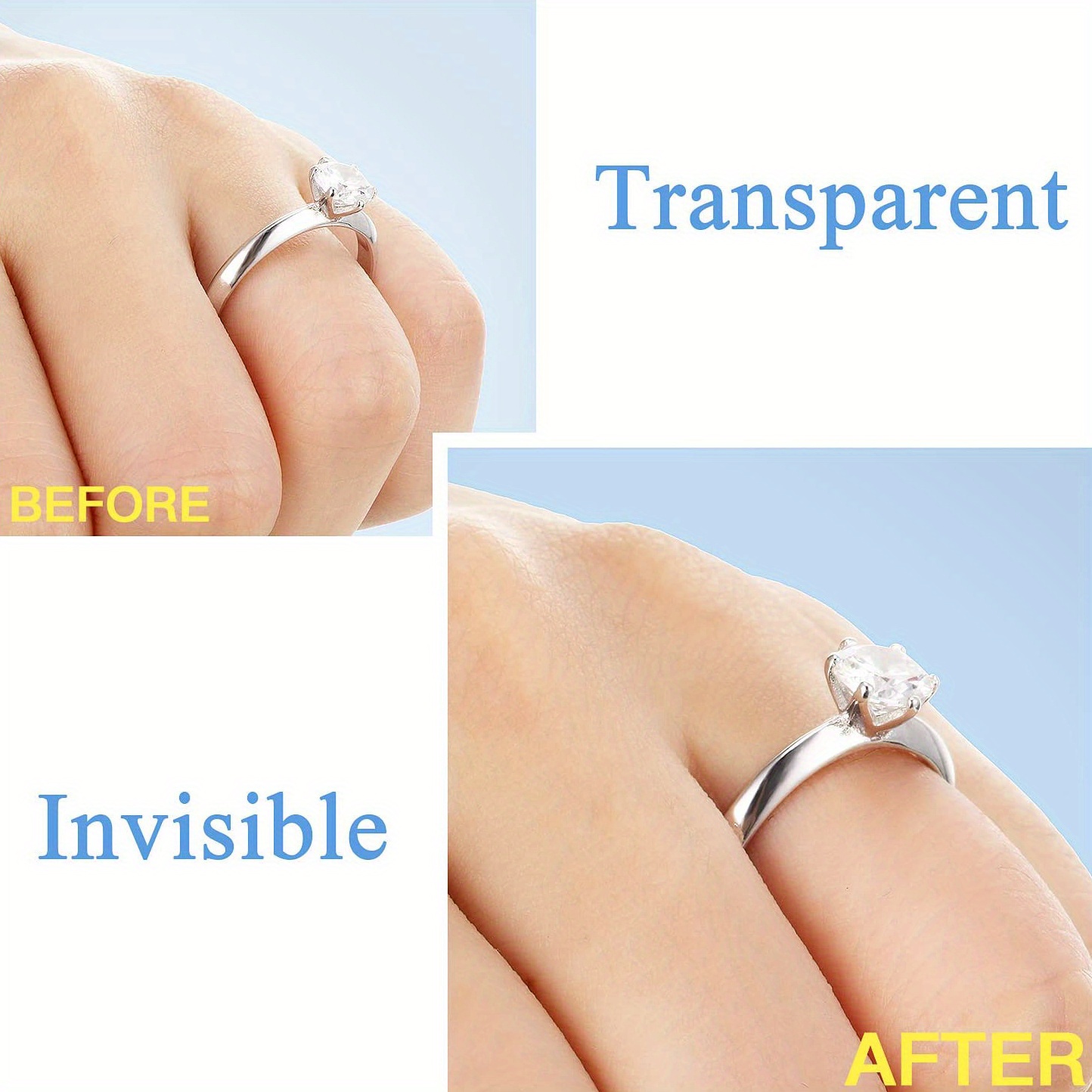 8 Sizes Silicone Invisible Clear Ring Size Adjuster Resizer Loose