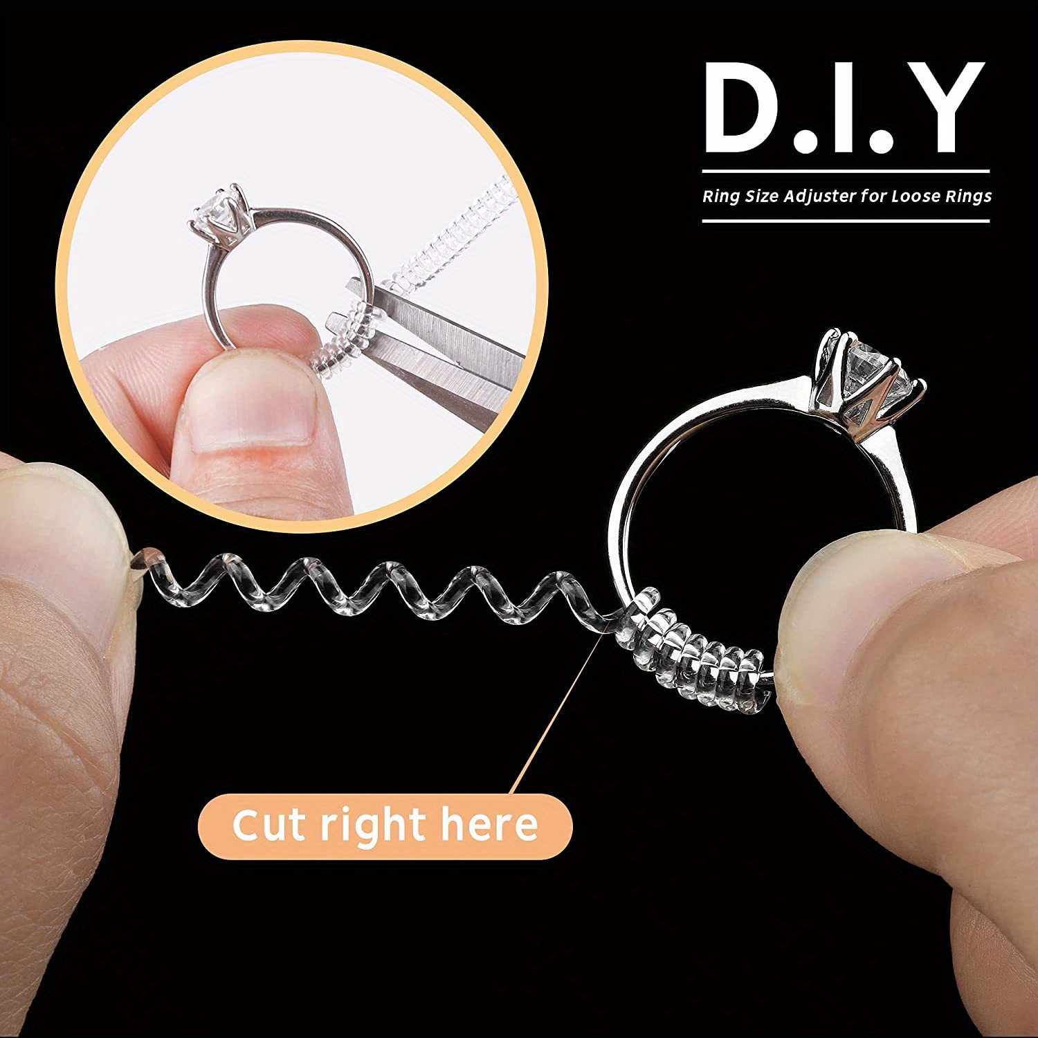 These ring guards are a super inexpensive way to make your ring fit again.  These clear plastic ring guards slip onto the bottom portion of your ring.  Size dow…