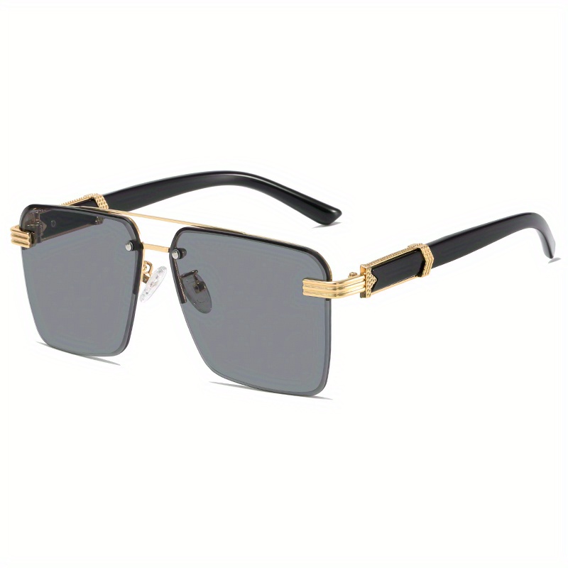 Retro Square Black And Gold Sunglasses For Men And Women Suitable