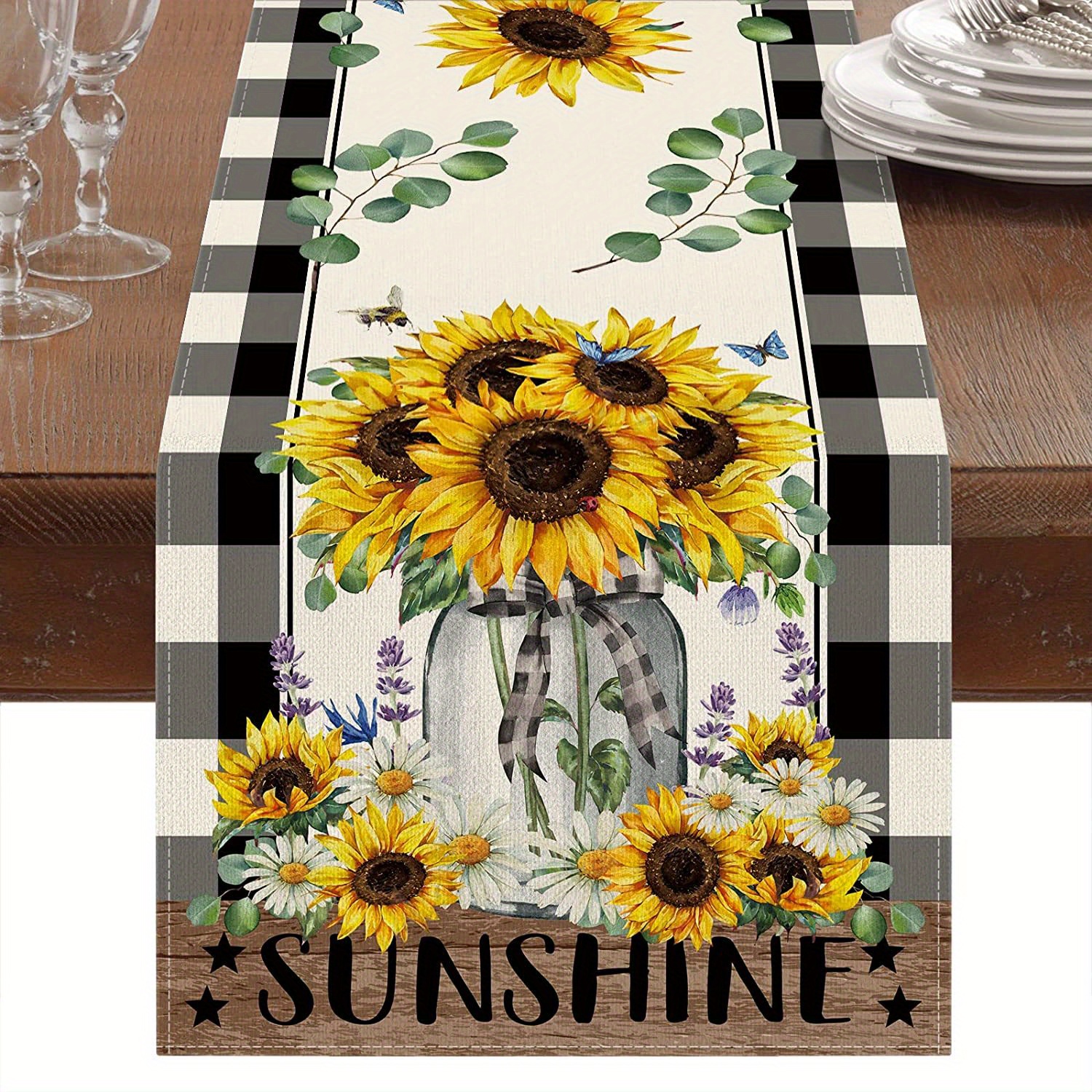 Sunflower Tablecloth Black and White Checkered Tablecloth Floral