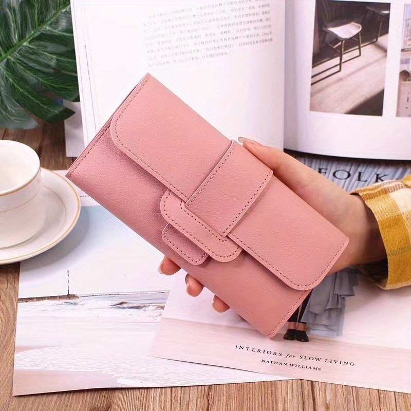Genuine Leather Trifold Long Women's Wallet with Beautiful Deer Hasp