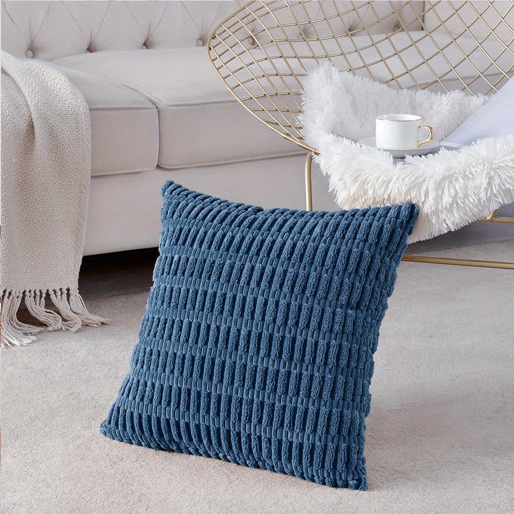 Two Decorative Pillows Soft Blue Pillow Cover Striped Pillow Cover