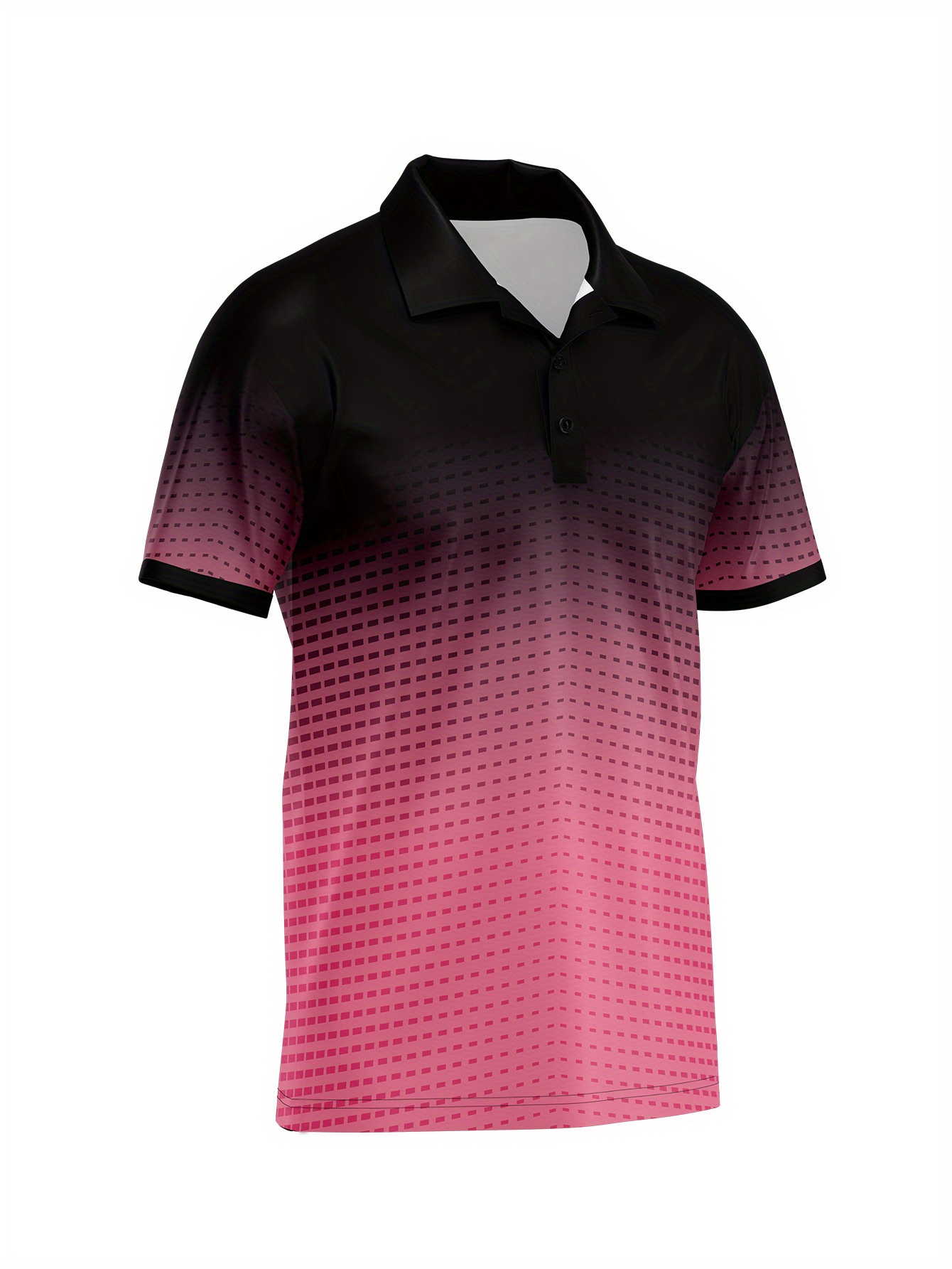 Men's Casual Gradient Patterns Zip Lapel Golf Shirt Summer - Temu