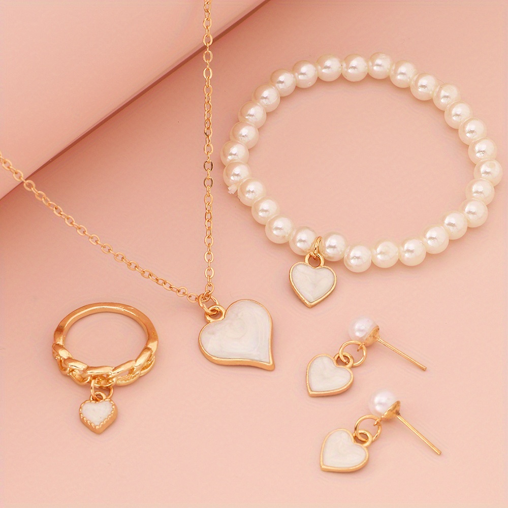 Jikolililili Ladies Diamond Pearl Necklace Bracelet Earring Set Light  Luxury Pendant Necklace Accessories for Women Teen Girls Christmas 2022  Deals Clearance 