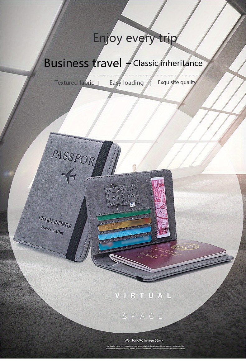 passport folder rfid anti theft swipe passport card bag multi functional folder ticket storage bag details 1