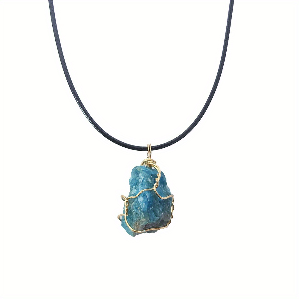 Raw Stone Winding Wire Pendant Necklace