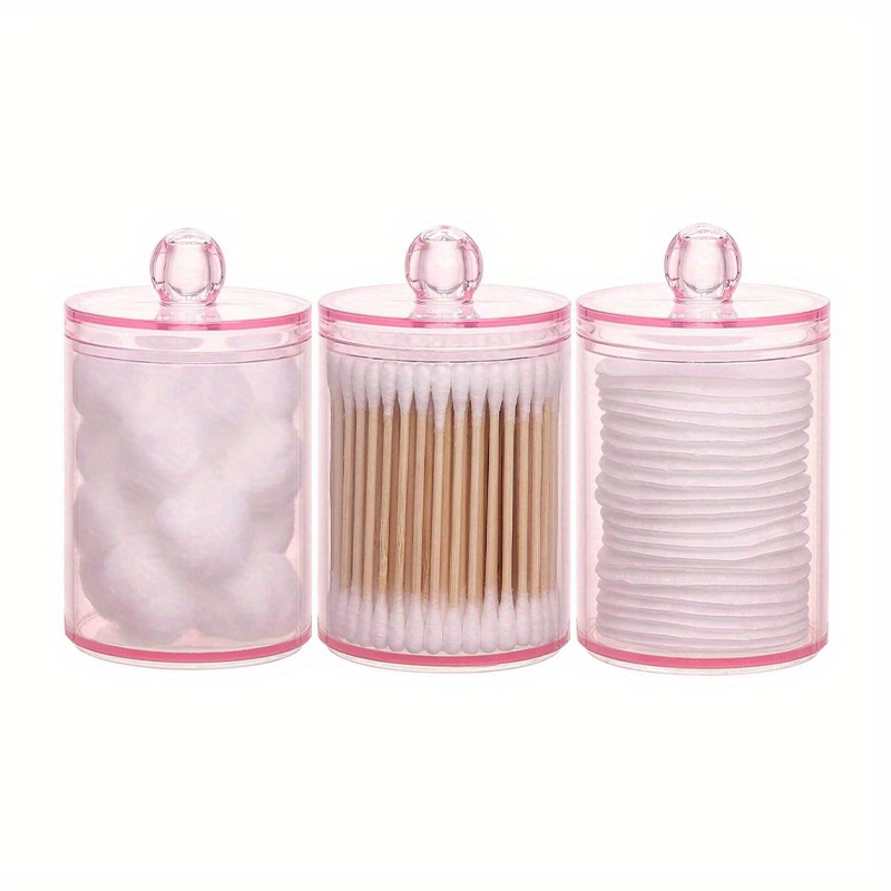 Cotton Swab Ball Pad Holder Qtip Apothecary Jar Makeup - Temu