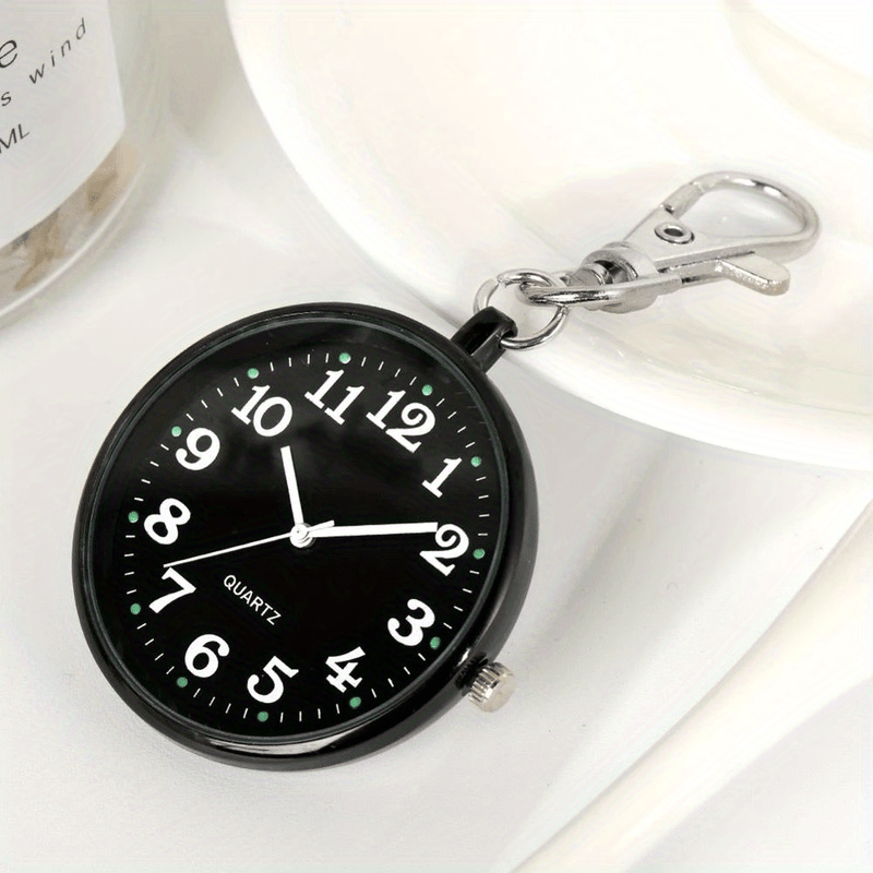 TEMU Fashion Simple Pocket Watch Quartz Backpack Belt Fob Watch Clip On Key Clock