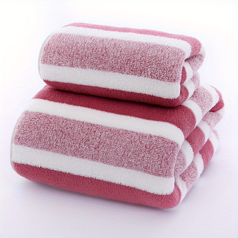 Wide Narrow Strip Bath Towel, Coral Velvet Soft Thick Shower Towel Set,  Strong Water Absorption And Quick Drying Towels, Bathroom Accessories - Temu