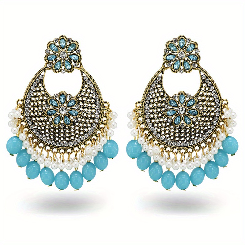 Set Gioielli Vintage Con Collana E Orecchini - Ciondolo Fiore Di Perle Finte Color Crema