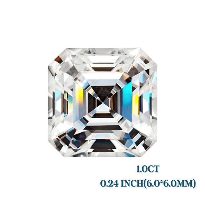5mm Loose Grey Asscher Cut Moissanite D VVS1