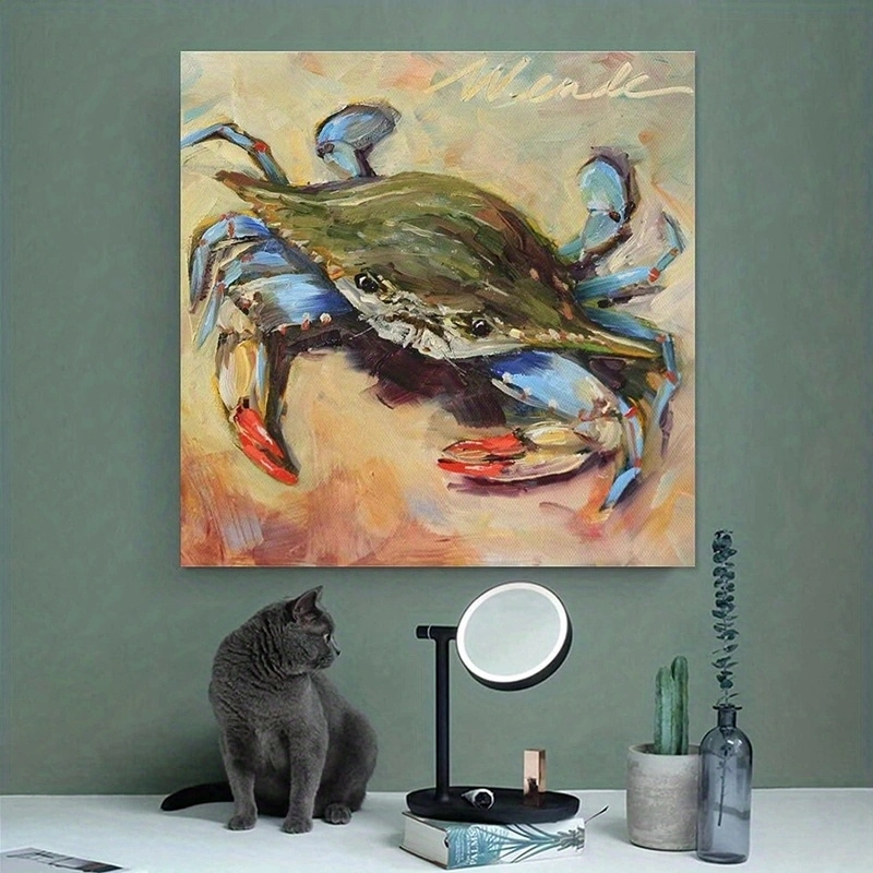 Vintage Painting Beach Wall Art Decor Vintage Crab Ocean - Temu Canada