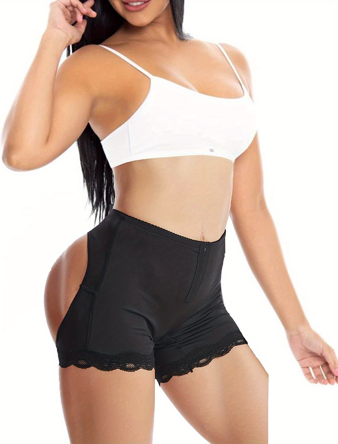 Contrast Lace Shaping Panties Tummy Control Hollow Open Butt - Temu Canada