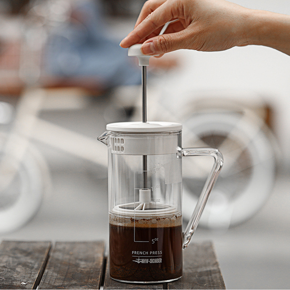 1pc french press coffee maker clear french coffee press heat resistant portable french coffee press for camping travel coffee pot household tea maker filter pot kitchen tools 15oz details 6