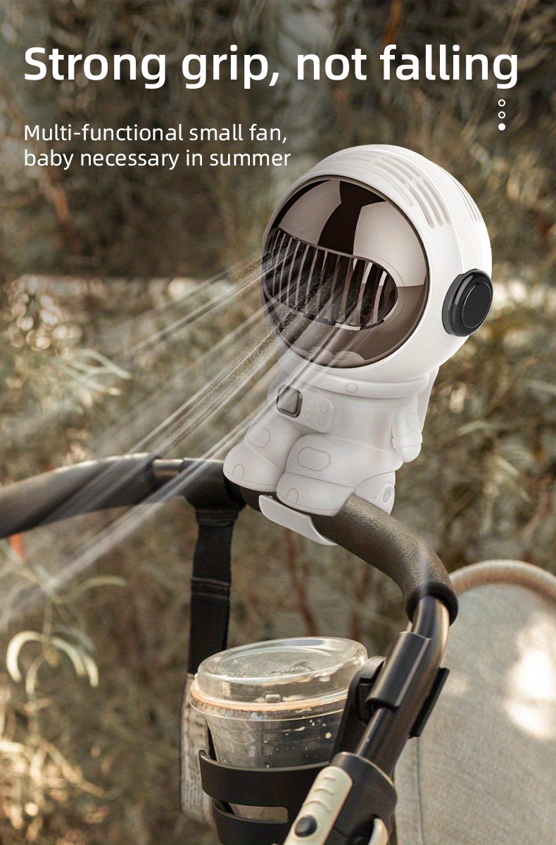 stroller fan astronaut usb charging student dormitory mute high wind portable multifunctional desktop small fan wireless bladeless fan anti hand pinch four wind speed angle adjustment low noise 4000ma large capacity and long battery life details 11