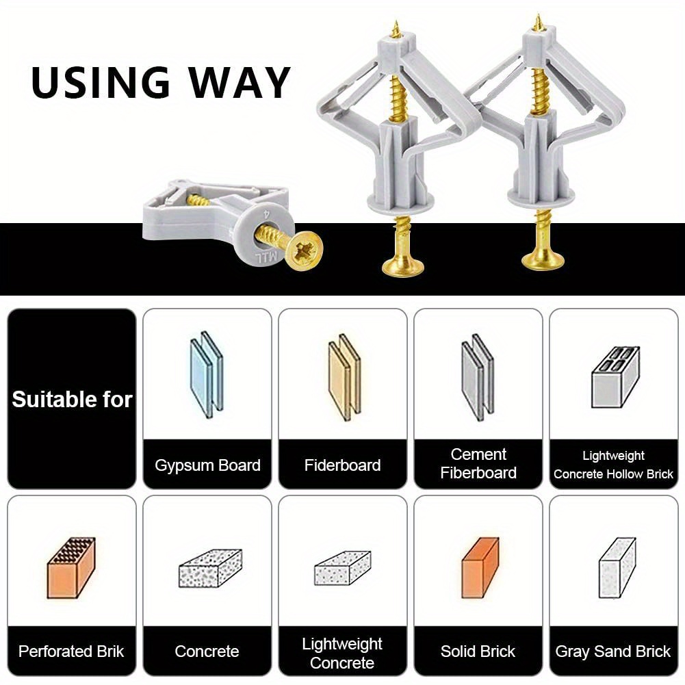 Drywall Anchor Kit Hollow Wall Anchors Plasterboard Plugs Temu