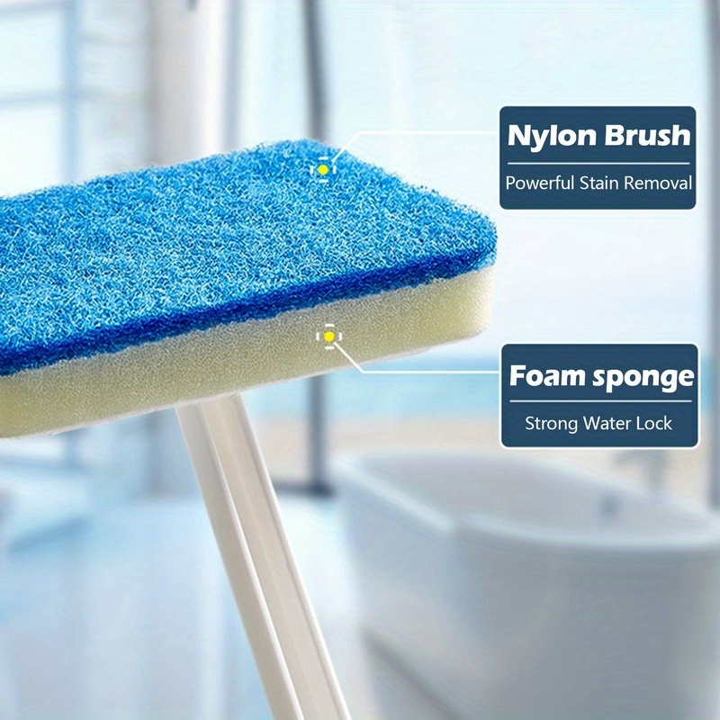 Mop Sponge Bathroom Wall Brush Long Handle Removable - Temu