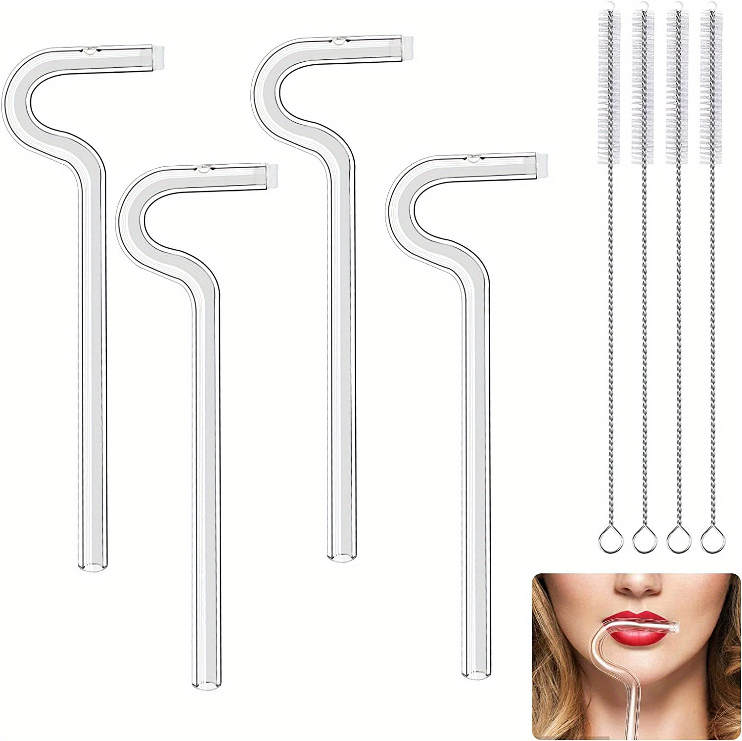 Anti Wrinkle Straw 2pcs, Reusable Glass Straw for Stanley Cup, Anti Wrinkle  Drinking Straw Curved, Lip Straw for Wrinkles, Sideways Straw Wrinkle