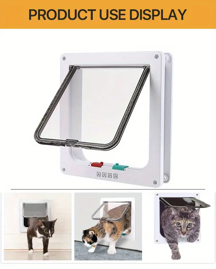 cat flap door magnetic lock lockable safe flap door gate frame for cat puppy dog details 6