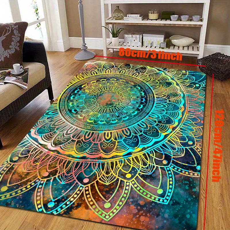 Large Carpet Floor Mat In Bohemian Style Colorful Soft - Temu