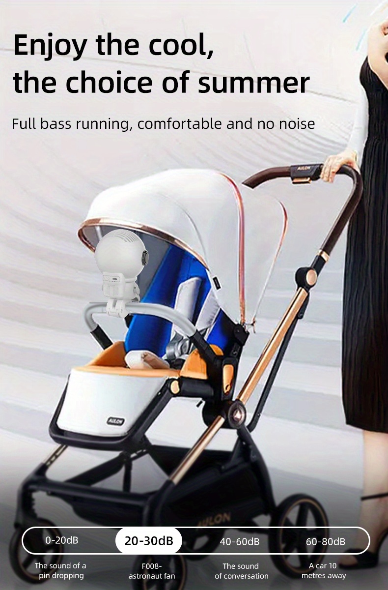 stroller fan astronaut usb charging student dormitory mute high wind portable multifunctional desktop small fan wireless bladeless fan anti hand pinch four wind speed angle adjustment low noise 4000ma large capacity and long battery life details 7