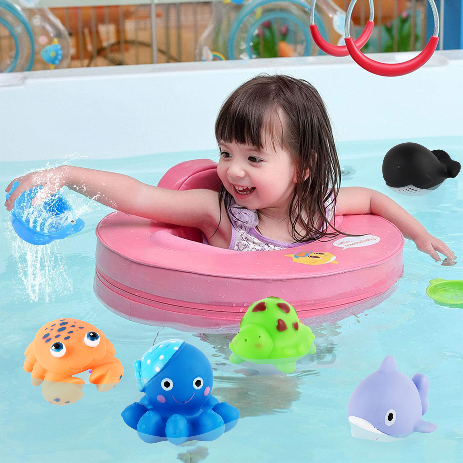 Zeahan Toddler Bath Toys Mold Free Bathtub Toys, Bath Toys for Toddlers 1-3 Pool Bathroom Bath Time Submarine Set, Pool Toys for Toddlers Infant Boys